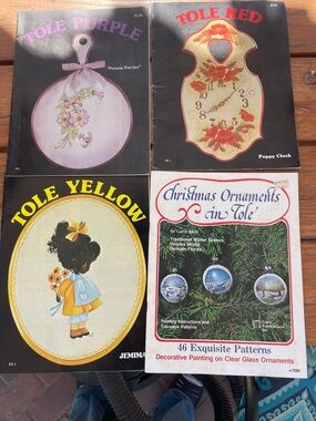 Vintage Tole Red, Yellow, Purple (Lot of 4) Decorative Painting Magazine Pattern